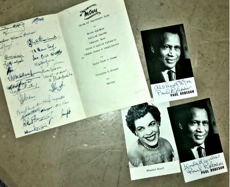 Paul Robeson:&nbsp; 2 signed publicity photos; another Winifred Attwell an autographed menu, the Gold Coast Football Team, Du