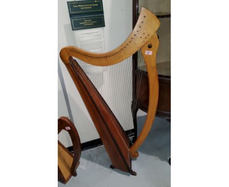 A 1960's Celtic harp, with label:&nbsp; Dafydd T Davies, London, 1963, height 118 cm (requires restoration) - The Celtic harp