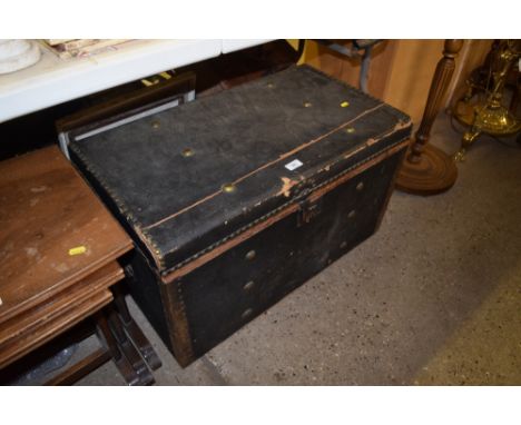 A Victorian brass bound travelling trunk 