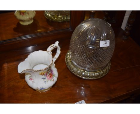 A cut glass and metal light fitting and a Hammersley floral decorated jug 