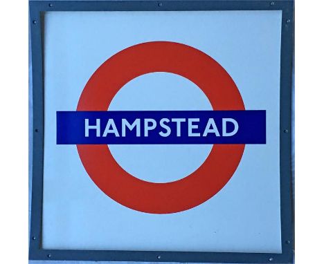 London Underground enamel PLATFORM SIGN from Hampstead station on the Northern Line. This is a tunnel-side sign measuring 24"