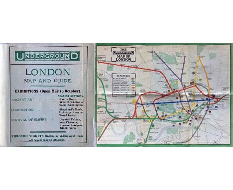 1911 London Underground POCKET MAP printed by Johnson, Riddle & Co Ltd. This edition shows the 3 separate Hammersmith station