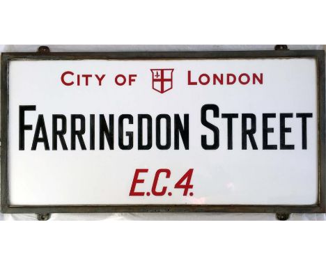 A City of London STREET SIGN from Farringdon Street, EC4, the well-known thoroughfare that runs from Blackfriars to Holborn V