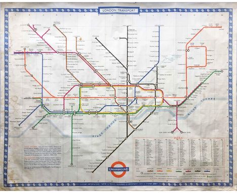 1964 (December) London Underground quad-royal POSTER MAP designed by Paul Garbutt. Shows the Victoria Line under construction