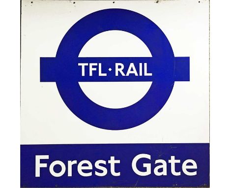 TfL-Rail PLATFORM ROUNDEL SIGN from Forest Gate station on the line from Liverpool Street to Shenfield taken over by TfL in 2