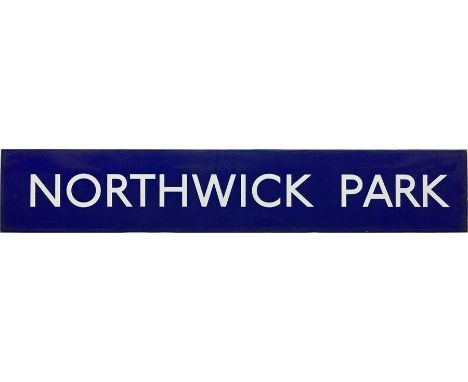 London Underground enamel STATION SIGN from Northwick Park on the Metropolitan Line. This is the centre bar from a platform b