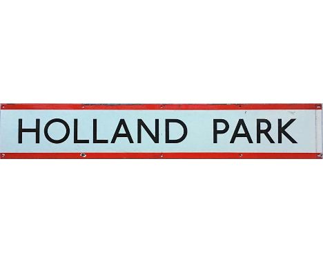 London Underground 1950s/60s enamel FRIEZE PANEL from the platforms at Holland Park station on the Central Line. Length 55" (