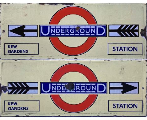 Late 1920s/early 1930s London Underground ENAMEL SIGN to Kew Gardens Station featuring a bullseye pierced by an arrow with 4 