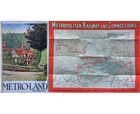 1928 edition of "Metro-Land" GUIDEBOOK issued by the Metropolitan Railway. 114pp booklet complete with fold-out Metropolitan 