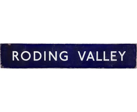 London Underground enamel STATION SIGN from Roding Valley on the Hainault Loop of the Central Line. This is the centre bar fr