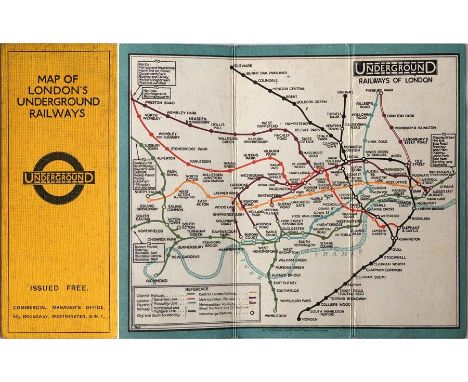 c1928/9 London Underground linen-card POCKET MAP from the Stingemore-designed series of 1925-32. This is one of the two first