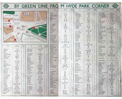 1947 London Transport POSTER 'By Green Line from Hyde Park Corner'. A pair poster (2 x double royal) issued in April 1947 for