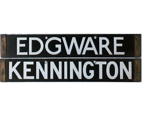 London Underground 1938-Tube Stock enamel CAB DESTINATION PLATE for Edgware / Kennington on the Northern Line. A double-sided