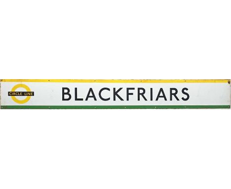 London Underground 1950s/60s enamel PLATFORM FRIEZE PANEL from Blackfriars station shared by the District & Circle Lines and 