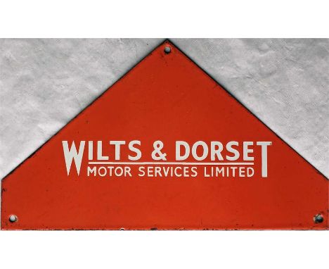 1950s/60s Wilts & Dorset Motor Services Ltd timetable panel enamel HEADER PLATE. Measures 12.5" x 7" (32cm x 18cm) and is in 