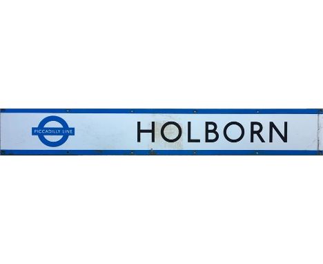 London Underground 1960s enamel PLATFORM FRIEZE PANEL from the Piccadilly Line platforms at Holborn station. Unusually, these