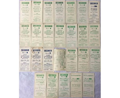 Quantity of 1930s Green Line Coaches Ltd (incl several for Acme) TIMETABLE LEAFLETS dated 1931-33 and all different. This set