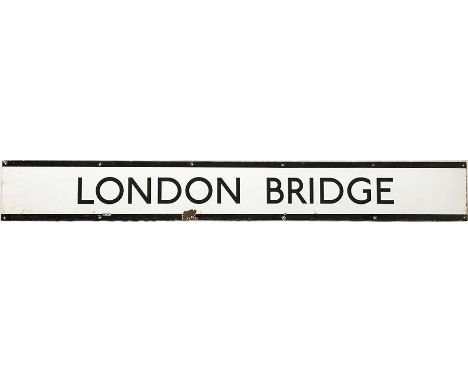 London Underground 1950s/60s enamel PLATFORM FRIEZE PANEL from the Northern Line platforms at London Bridge station. Measures