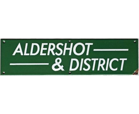 1960s/early 1970s Aldershot & District timetable board enamel HEADER PLATE. Uses the later style of company name. Measures 12