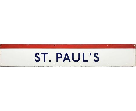 London Underground c1980s enamel PLATFORM FRIEZE PANEL from St Paul's station on the Central Line. Measures 60.5" x 10" (154c