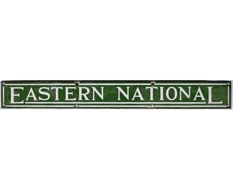 c1930s/40s Eastern National timetable panel enamel HEADER PLATE. Measures 21" x 2.5" (53cm x 6cm) and is in very good, ex-use