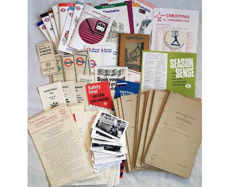 Quantity of London Transport EPHEMERA incl PRESS RELEASES (1960s-1980s), 1950s INTERNAL REPORTS on accidents, delays, experim