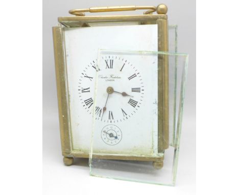 A brass and four glass sided carriage clock, Charles Frodsham, London, a/f