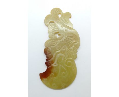 A carved jade plaque, 10.5cm