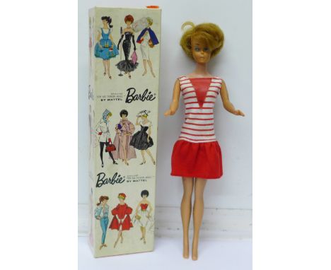 A Bubblecut Barbie doll by Mattel, Japan 1962, all original, boxed with stand