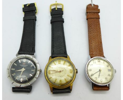 Three gentleman's wristwatches, Rotary x2 and Chromatic