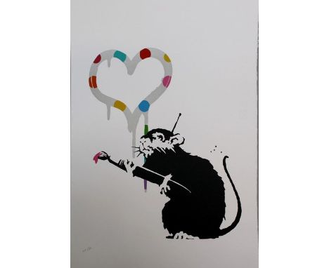 After&nbsp;Banksy, Love Rat Damien Hirst Tribute AP1/20 Numbered in pencil on the lower left side of the image, 50 x 35cm. Fa