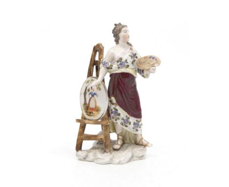 Continental porcelain figure of a Lady with easel, German&nbsp;