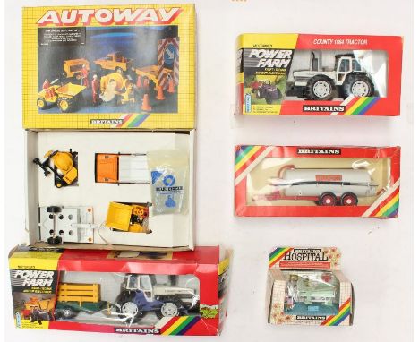 Britains:A collection of assorted boxed Britains items to comprise: Ref 9891 Land Rover Set; Ref 9385 County Tractor and Anim