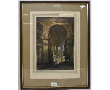 After Frank Beresford (1881-1967) The Lounge HQ VIII Fighter Command U.S.A A.F and Interior St Paul's Cathedral with Cathedra