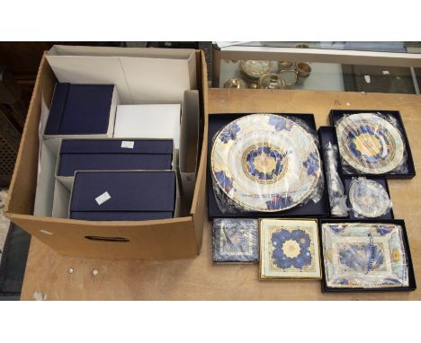 A collection of boxed Royal Worcester Millennium pieces, including: a&nbsp;mantel clock, Elgar bowl, millennium vase, rectang