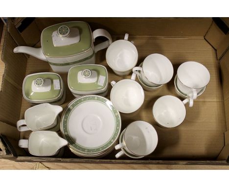 A Royal Doulton part Rondelay tea service to include: 11 cups, 9 saucers, two sugar bowls and cover, two milk jugs and a teap