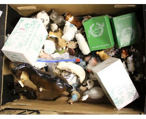 Collection of small Beswick animal figures including Wade Whimsies, Floral Treasures, other Staffordshire animal figures