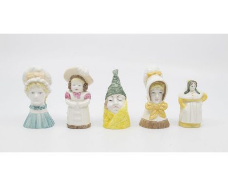 Five Royal Worcester candle snuffers