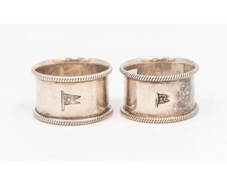 Titanic Interest:Two Elkington & Co., silver plate White Star liner napkin rings, the first possibly for 2nd Class diners eng