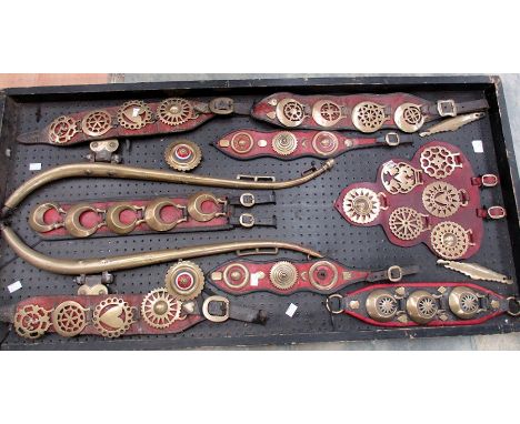 Horse Brasses: A collection of three framed brasses displays to include 19th/20th Century Horse Brasses, the displays include