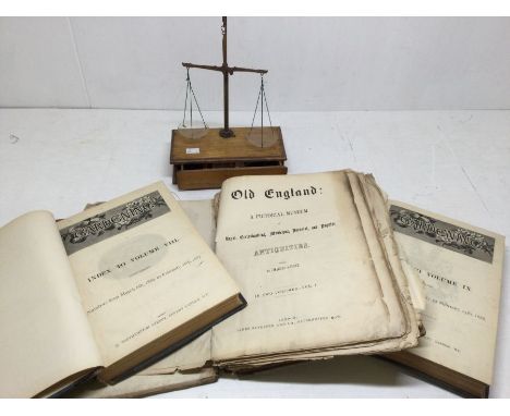 Old England, a Pictorial Museum, vol 1 19th Century along with two 19th Century gardening hard back books plus 19th Century s