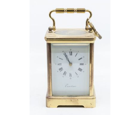 Large brass French Eurotime carriage clock