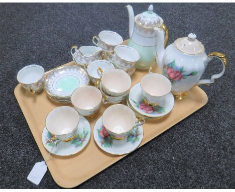 A tray of thirteen piece Paragon tea service and a fifteen piece bone china tea service 