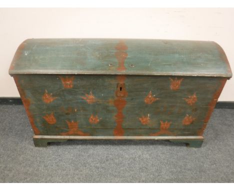 A 19th century domed topped painted trunk, 128 cm 