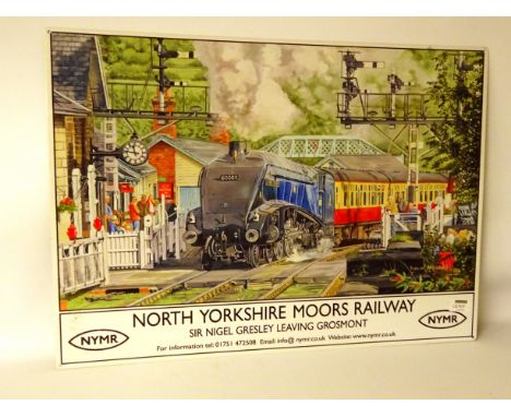 North Yorkshire Moors Railway 'Sir Nigel Gresley' enamel sign, 50cm x 70cm   Condition Report   Click here for further images