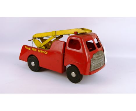 Tri-ang fire engine with yellow extending ladder, Fire Service logo, L39cm   Condition Report   Click here for further images