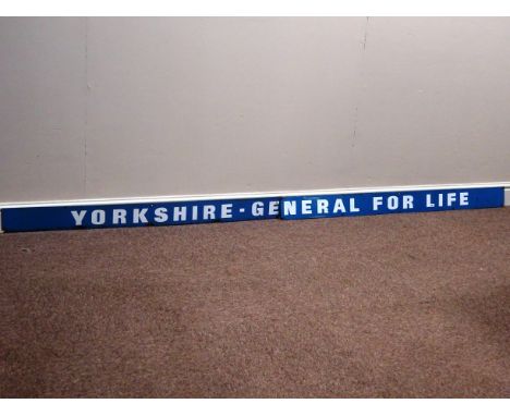 'Yorkshire General For Life' original two part enamel advertising sign  from the steps on Platform 8 York Station   Condition