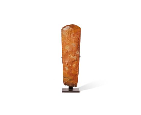FLINT AXE  SCANDINAVIA, 4TH - 2ND MILLENNIUM B.C. knapped flint, of a rich caramel colour, the stone worked into a rectangula
