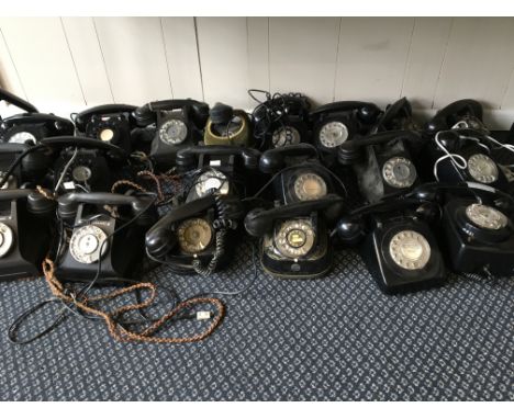 Twelve black rotary dial telephones, including four TTR. IMPORTANT: Online viewing and bidding only. No in person collections