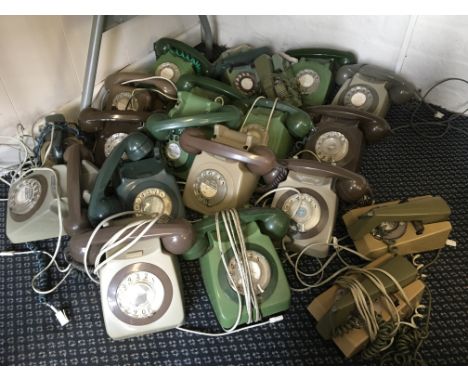 21 green, brown and beige telephones, including twenty rotary dial. IMPORTANT: Online viewing and bidding only. No in person 